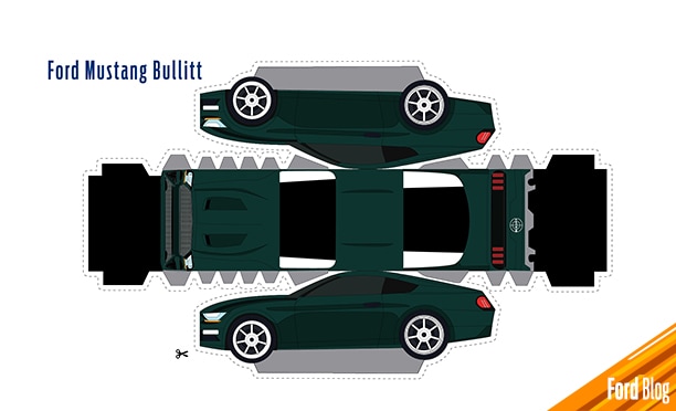 Imprime Ford Mustang Bullitt verde y ármalo con tu familia siguiendo las instrucciones