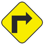 Señal preventiva en la carretera antes de una Curva Cerrada