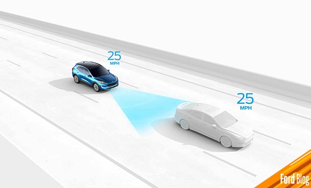 Con el Control Crucero Adaptativo, tu Vehículo Ford usará radares para frenar si es necesario