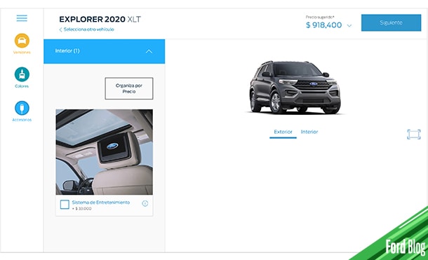 Descubre dónde y cómo configurar accesorios y paquetes opcionales para tu Ford