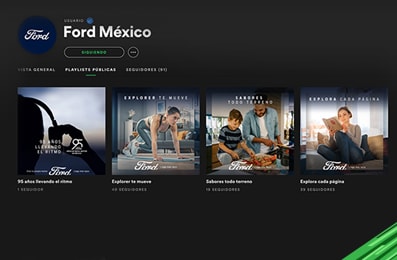 Descubre playlists de Ford en Spotify con música para cocinar o leer