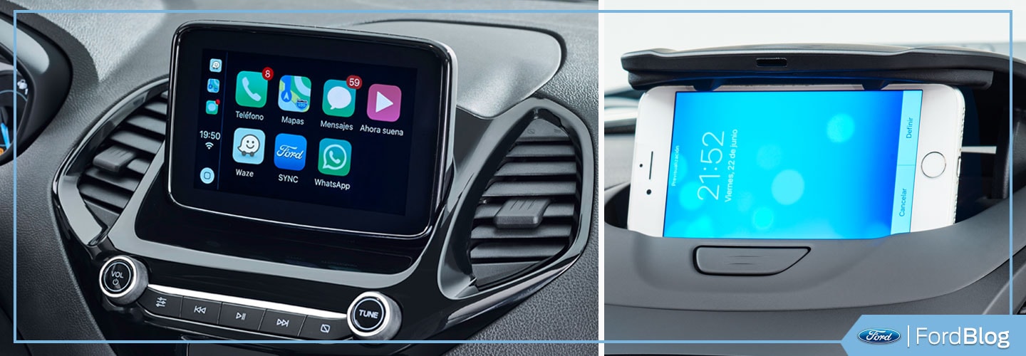 Consola para smartphone y pantalla táctil de 8 pulgadas en Ford Figo 2019