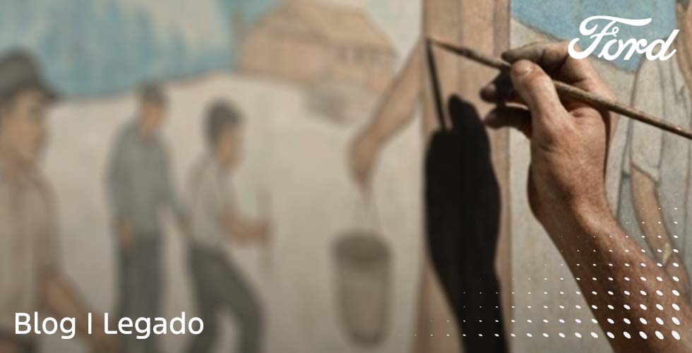 Mural de Diego Rivera hecho para Ford Motor Company en 1932 en Detroit