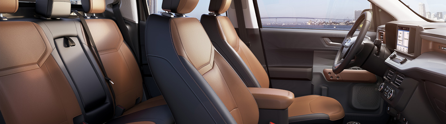 Ford Maverick hibrida 2024 pickup compacta interior bi tono caoba oxford