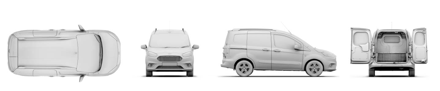 Descubre las Dimensiones, medidas, espacio y diseño interior de Ford Transit Courier 2021