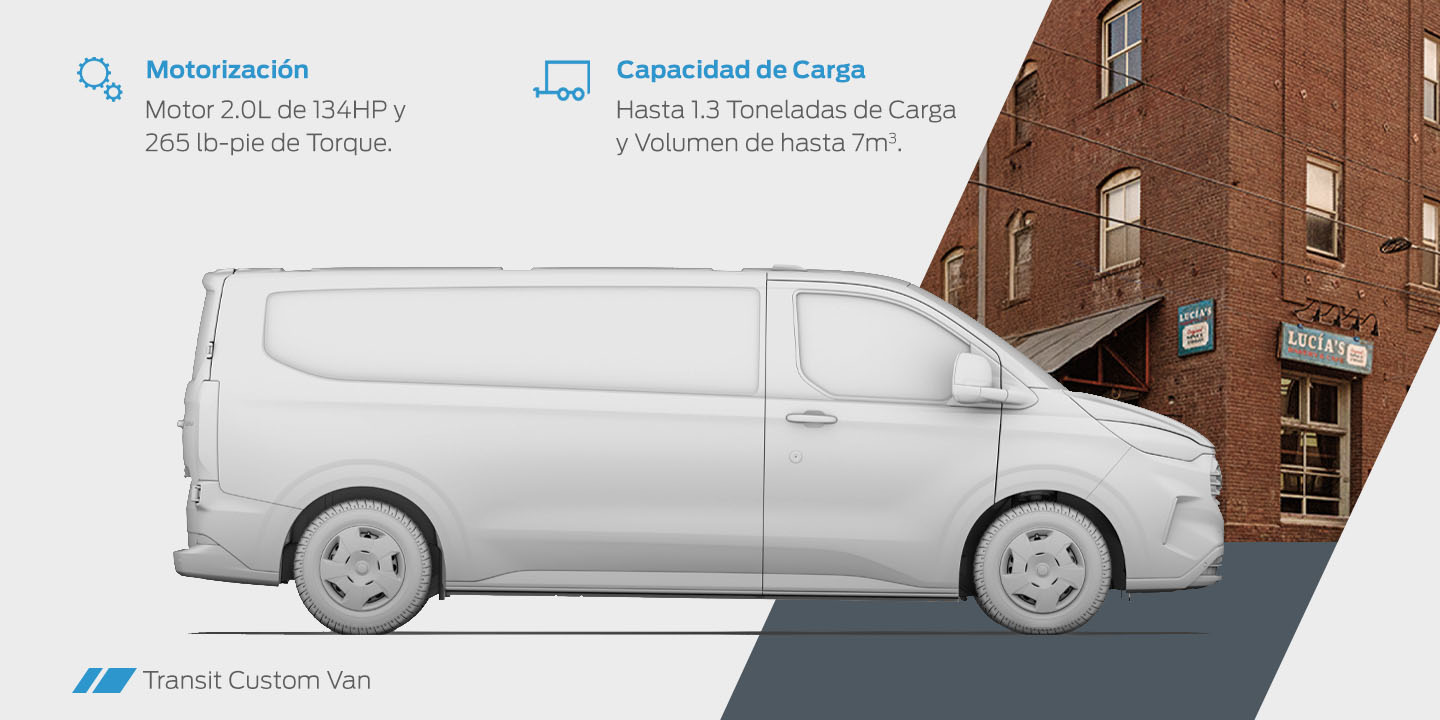 Equipamiento de Ford Transit Custom 2025, Camioneta Van versátil para Pasajeros y Carga