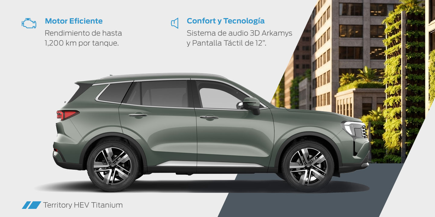 Ford Territory HEV 2026, SUV Híbrida de Gran Eficiencia y Diseño para la Familia. Descúbrela