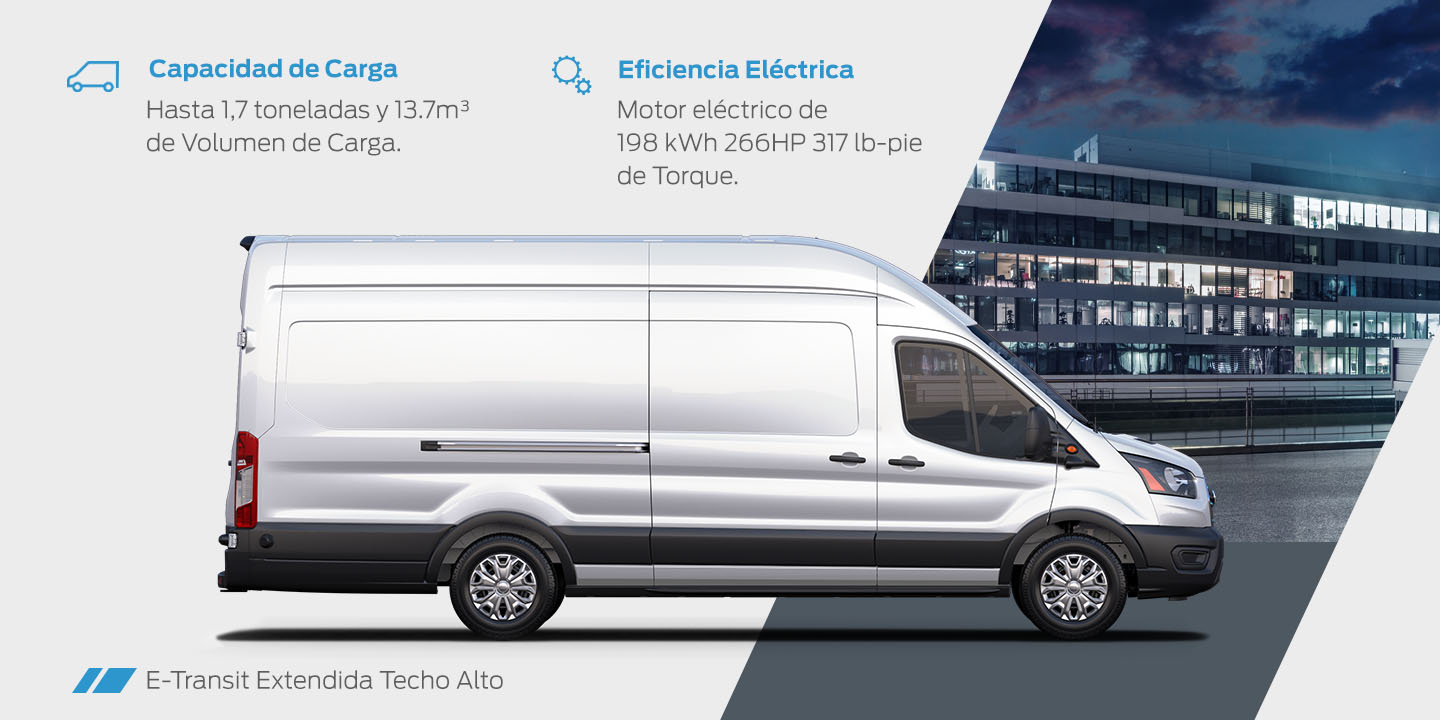 Equipamiento de Ford E-Transit 2025, Camioneta Van Eléctrica de Carga y Trabajo