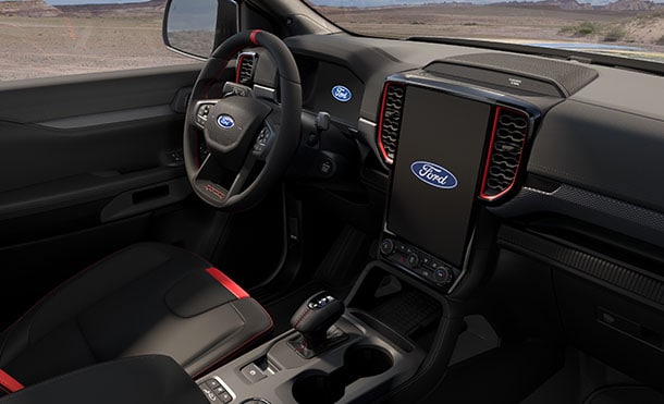 Pantalla táctil vertical SYNC4 y consola central de Ford Ranger Raptor 2026, Camioneta 4x4