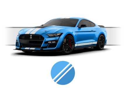 Configura tu Ford Mustang Shelby GT500 2022 Personaliza su Diseño con Franjas Blancas 