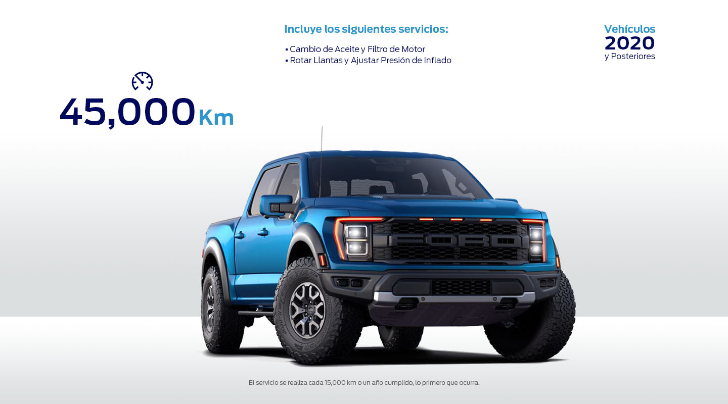 Realiza Servicio a tu Vehículo Ford si tiene 45 mil kilómetros recorridos