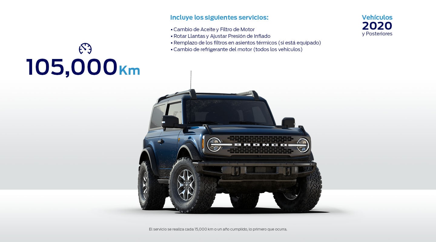 Realiza Servicio a tu Vehículo Ford si tiene 105 mil kilómetros recorridos