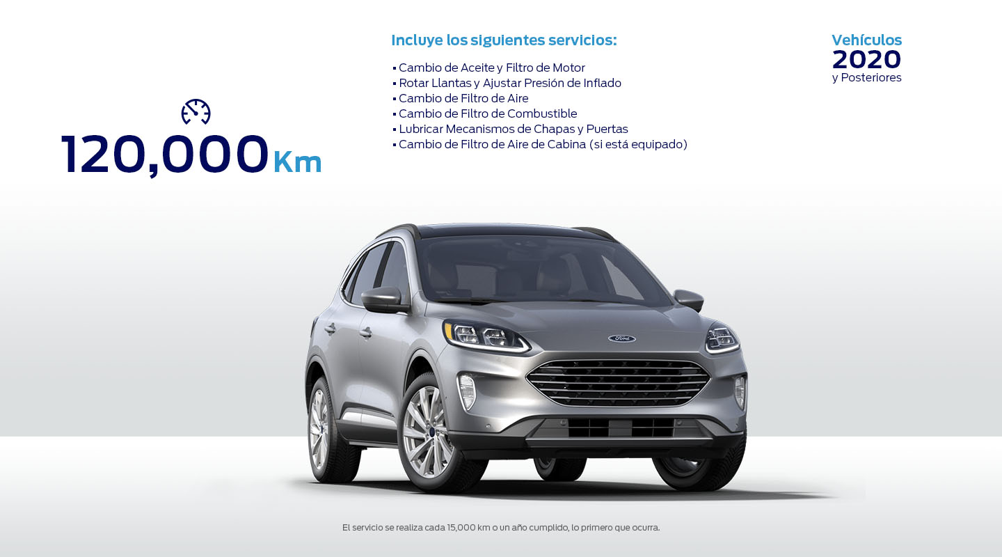 Realiza Servicio a tu Vehículo Ford si tiene 120 mil kilómetros recorridos