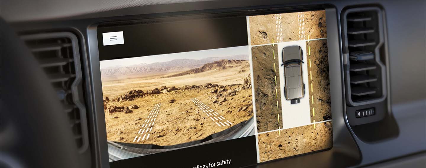 Pantalla con Cámara 360 que se activa con Modos de Manejo de Ford Bronco 2025