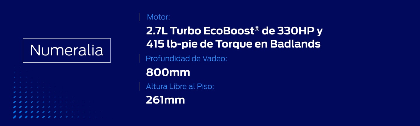 Capacidades y Especificaciones de Camioneta SUV 4x4 Ford Bronco 2026