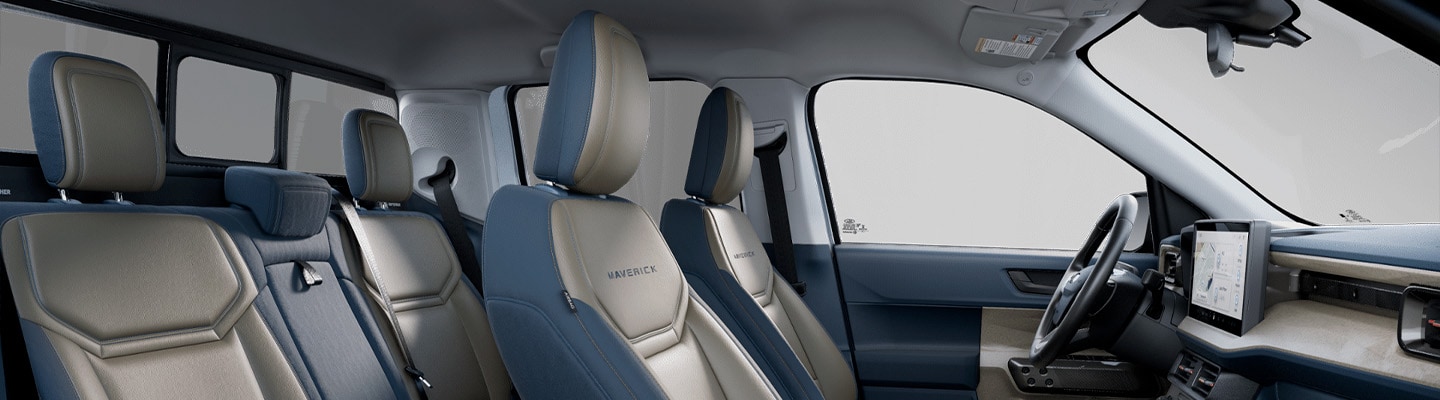 Ford Maverick 2025, Pickup Versátil con Asientos Piel ActiveX Azul Naval y Marfil en Lariat,