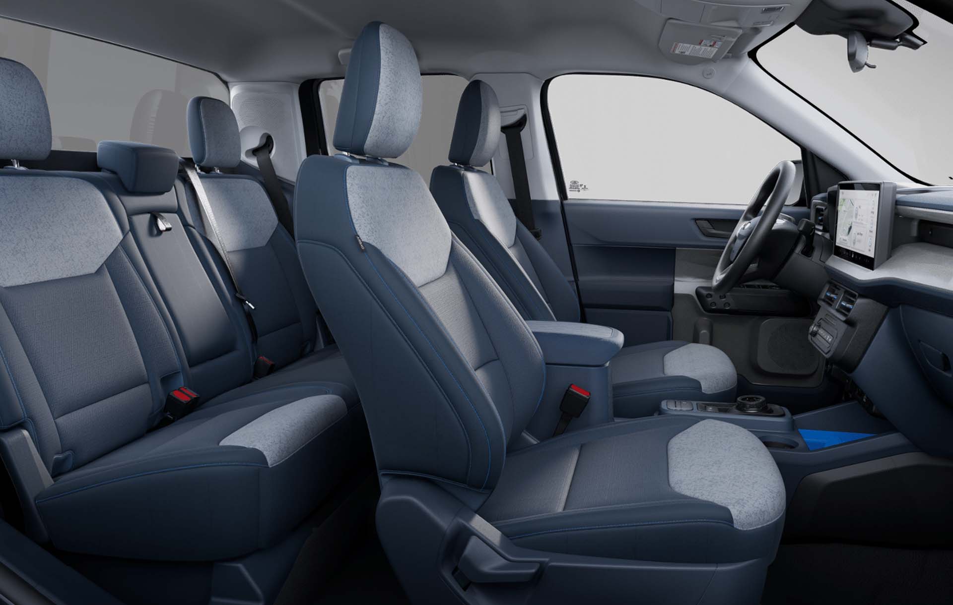 Ford Maverick 2026 XLT, Interior de Pickup Híbrida con Asientos de Tela color Azul y Gris
